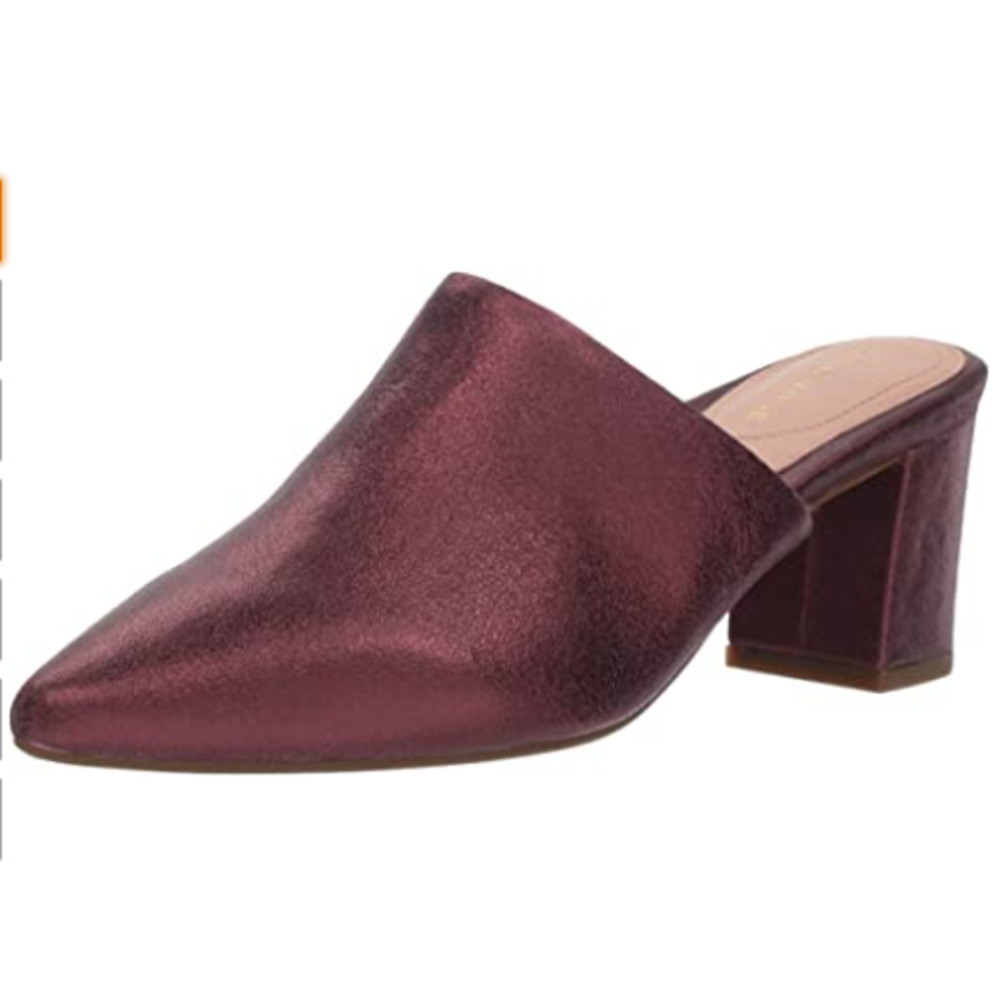 Taryn Rose Madisson Metallic Leather Block-Heel Mules in Fig 9.5